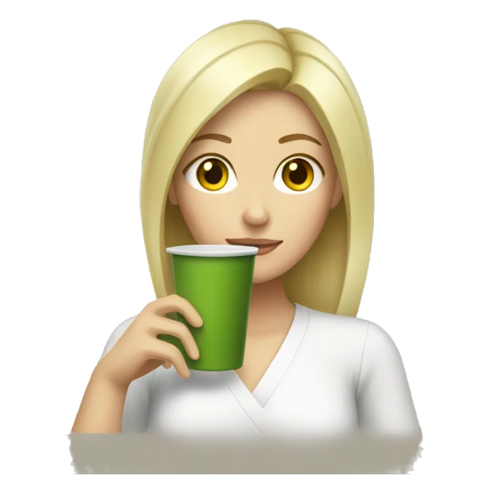 Blonde Women with a Matcha Cup sticker