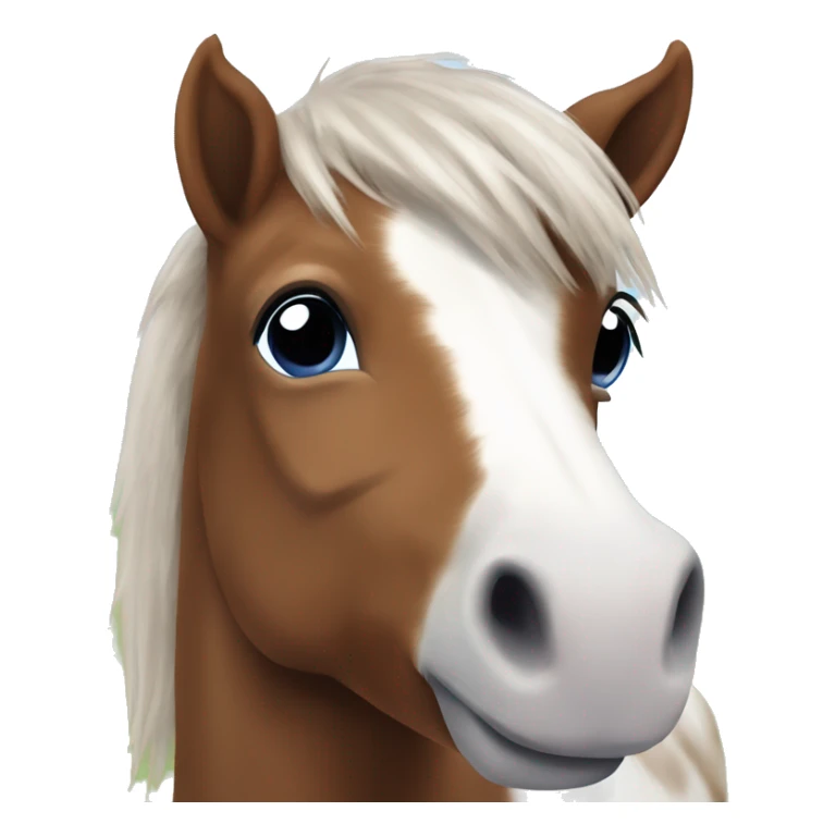 Shetland pony chestnut piebald, eyes blues sticker