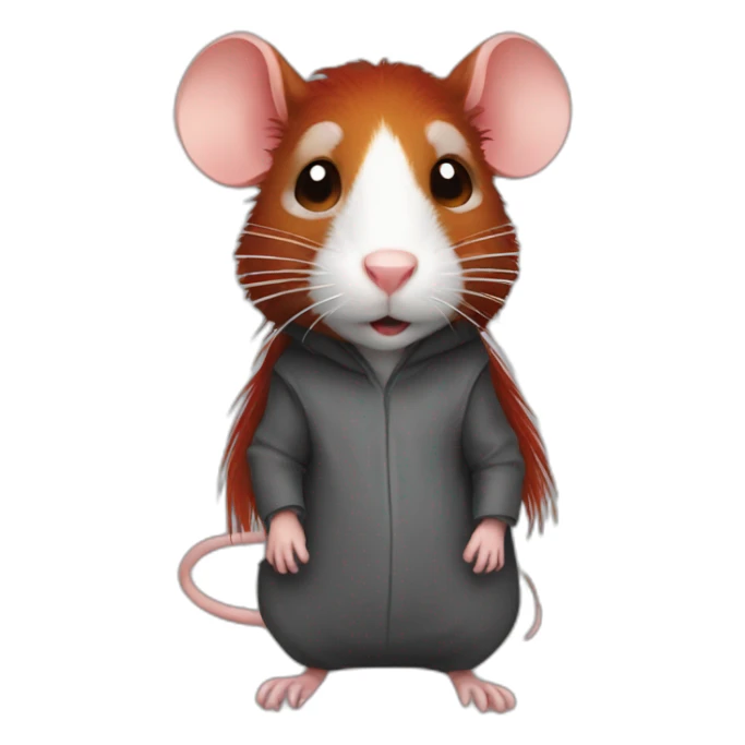 rat with long red hair sticker