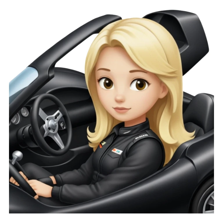 Blonde Girl sitting in a Racing black car sticker