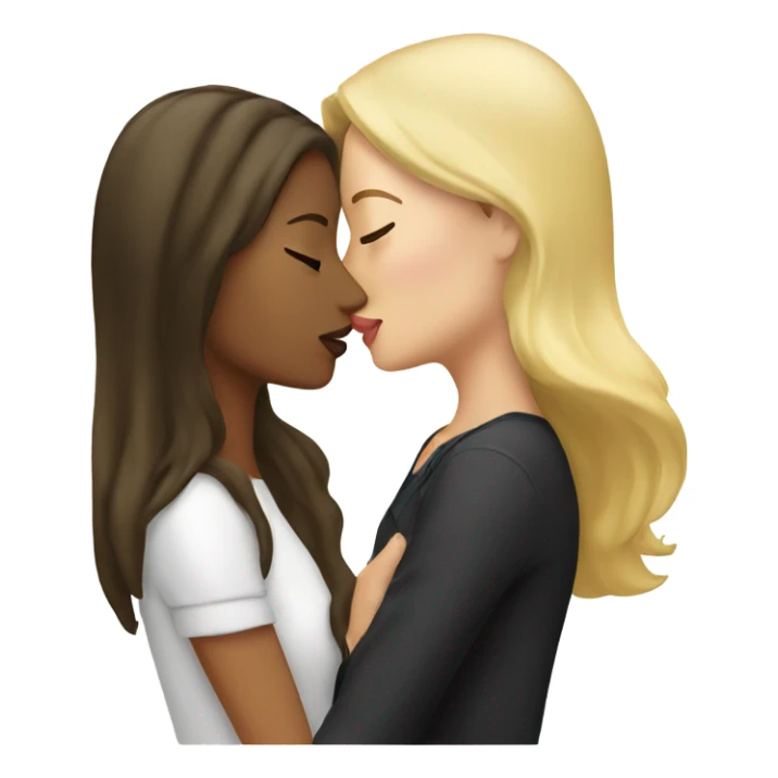 brunette woman kissing blonde woman sticker