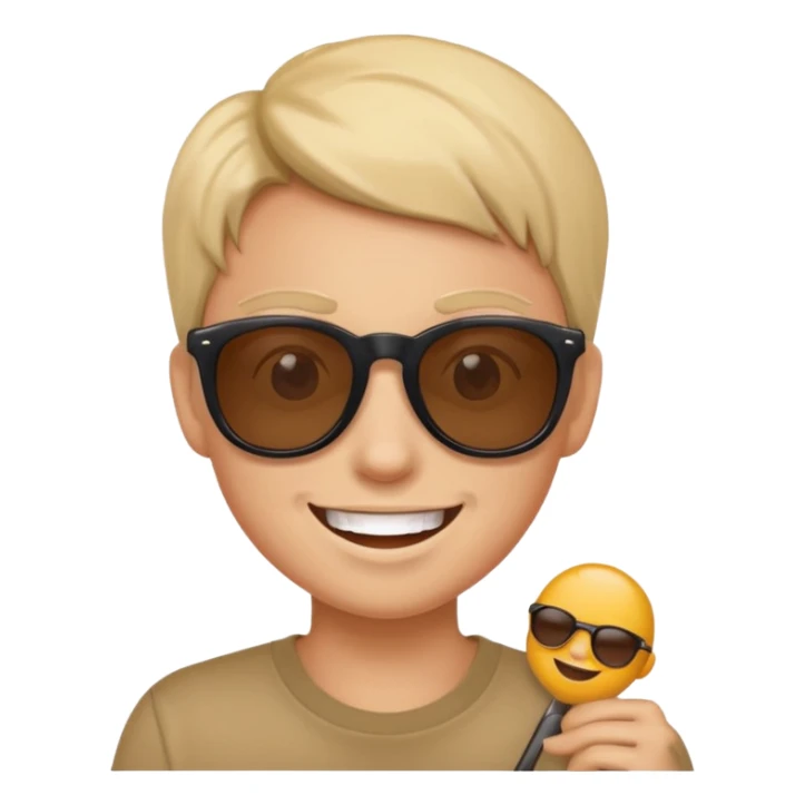 Naughty looking smile with sunglass  I mean  this kind of smile "😊" sticker