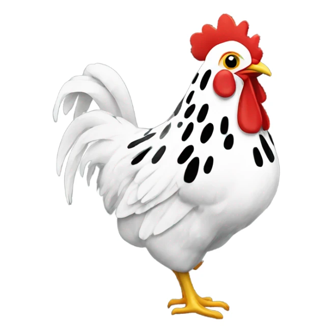 Black and white spotted chicken in the rain sticker