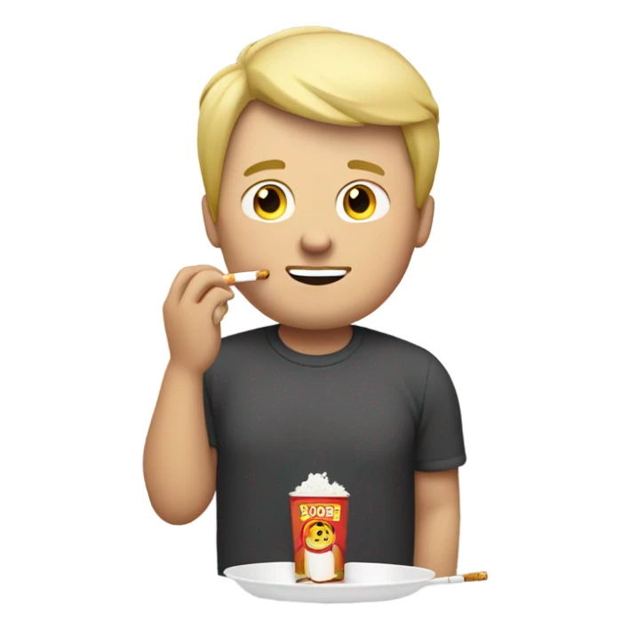  blonde fat guy smoking and eating  sticker