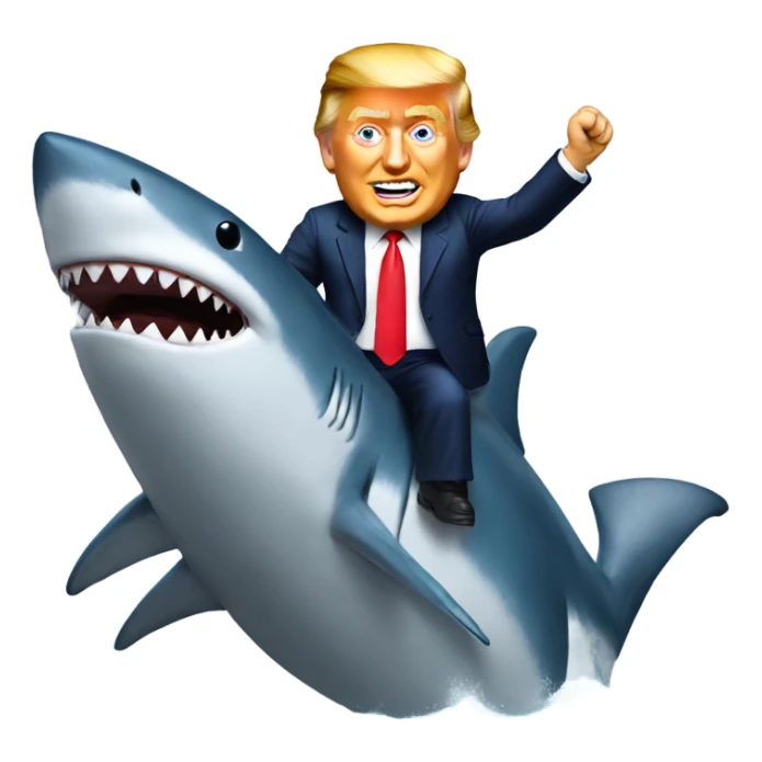 Trump riding shark sticker