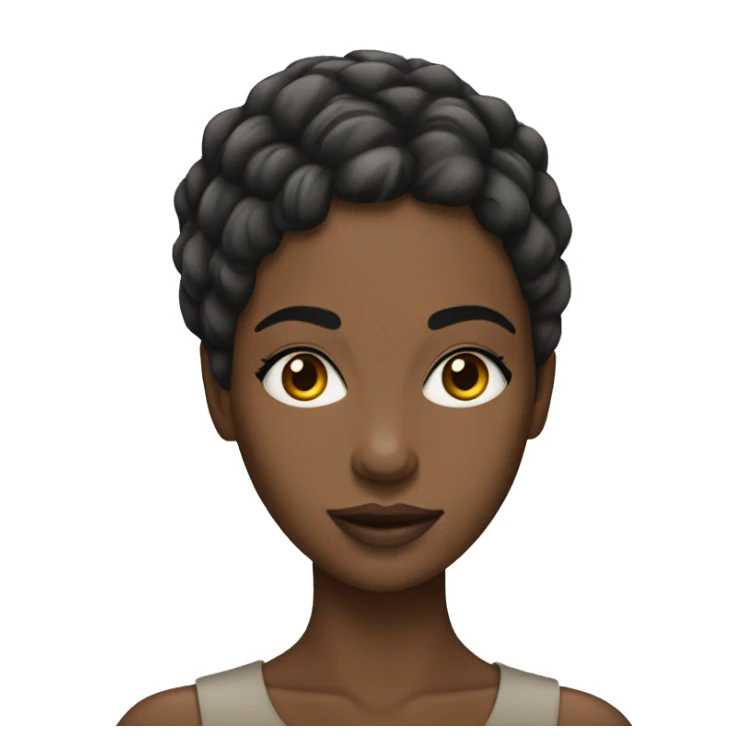 african woman with short hair parted on the side and eyelashes sticker
