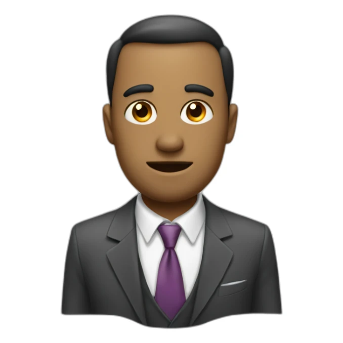 Front Portrait a fish with a human-like face, featuring expressive visage, talking. with a sleek shirt and tie like a salesman sticker