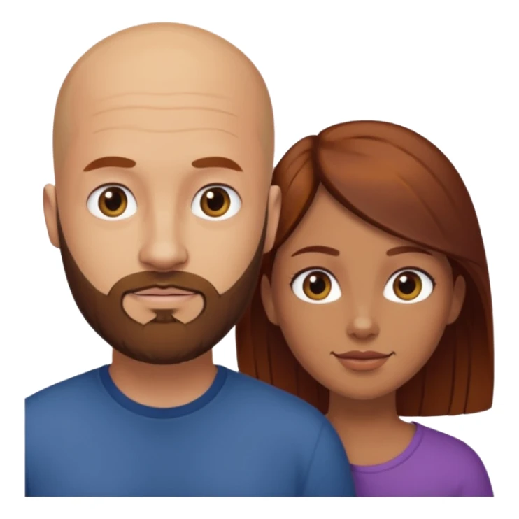 Couple. A bald man with beard and a girl with dark yellowish auburn hair. sticker