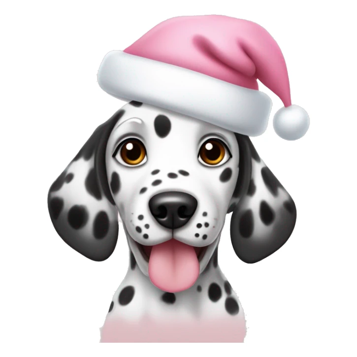 dalmatian puppy cute with light pink santa hat sticker