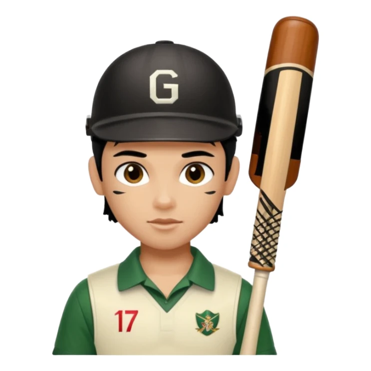 a pretty male bratz cricket player. black hair sticker