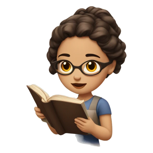 Braun Haut girl with brown eyes a bit chubby reading a book sticker