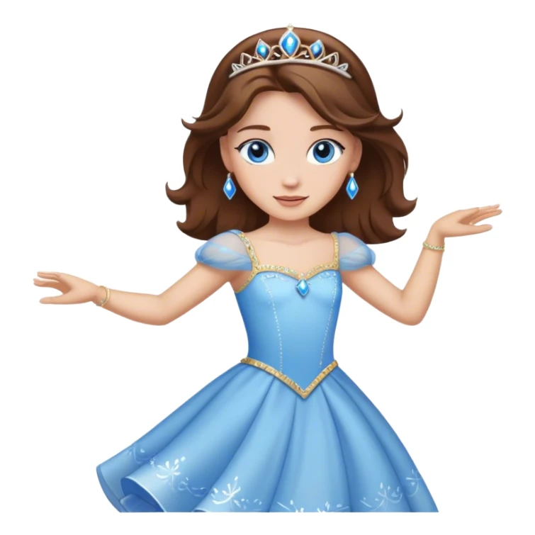 Mushrooms princess brown hair blue eyes dancing sticker