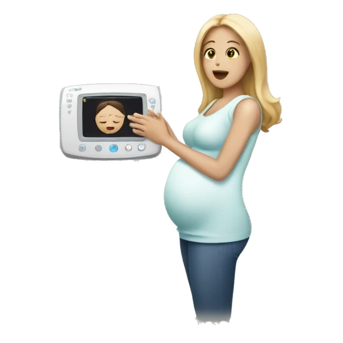 hands holding ultrasound scan of pregnant woman sticker