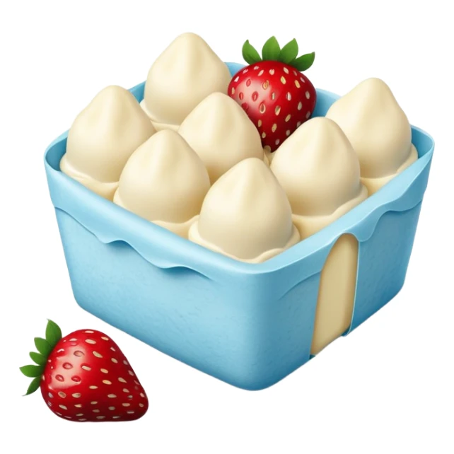 Strawberries in white chocolate in a pale blue package sticker