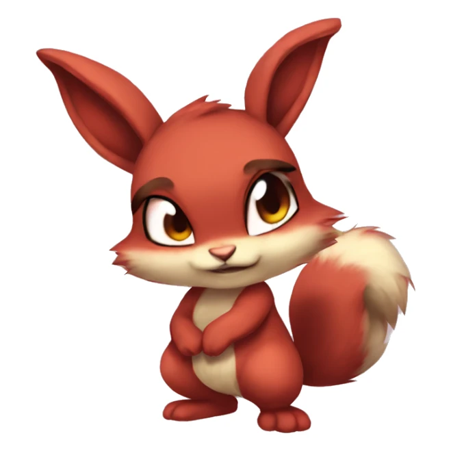 Anthro Sona Cool Angry Fakemon Full Body Red Rabbit Squirrel Chibi Cute  sticker