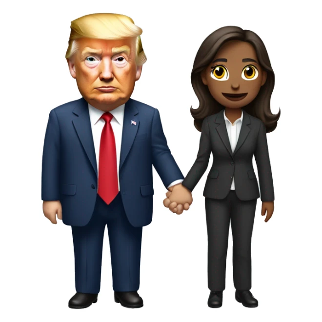 Donald trump holding Kamala’s hand sticker