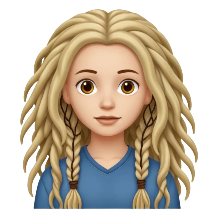 white girl, long wavy hair with just some dreadlocks  sticker