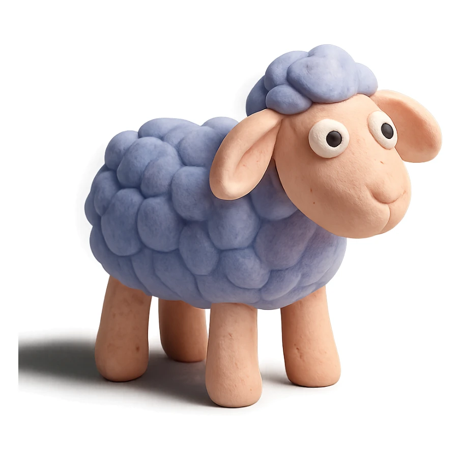 claymation style lamb with pastel colors and visible texture sticker