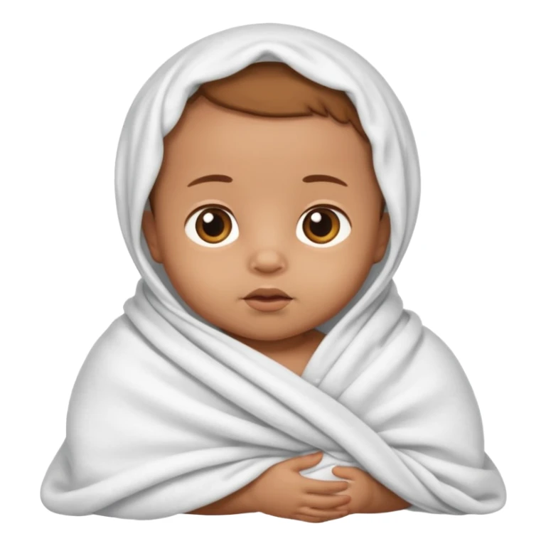 light brown skinned baby swaddled in a white blanket sticker