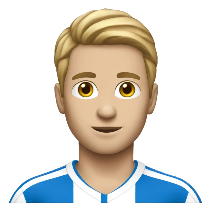 caucasic soccer player with a white & blue stripes t-shirt sticker