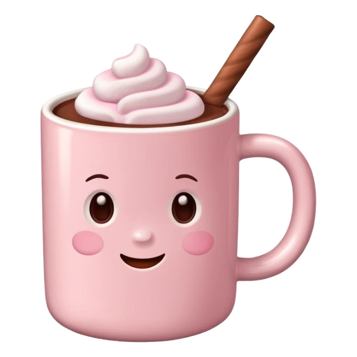 Light Pink mug of hot chocolate with marshmallows  sticker