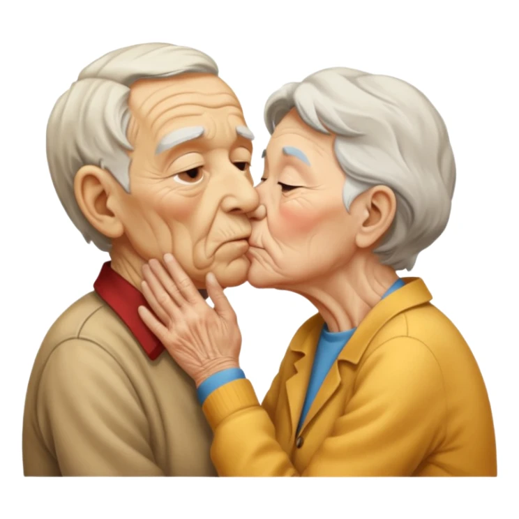 Crea un viejito besando a un joven sticker