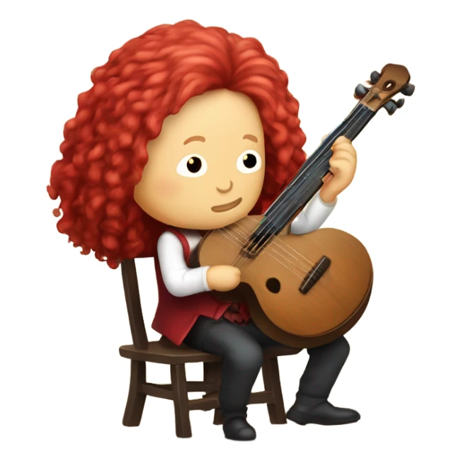 Antonio Vivaldi composer Red wig old chibi sitting chair banjo sticker