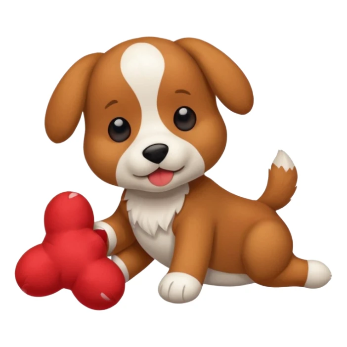 Dog playing with a stuffed animal sticker