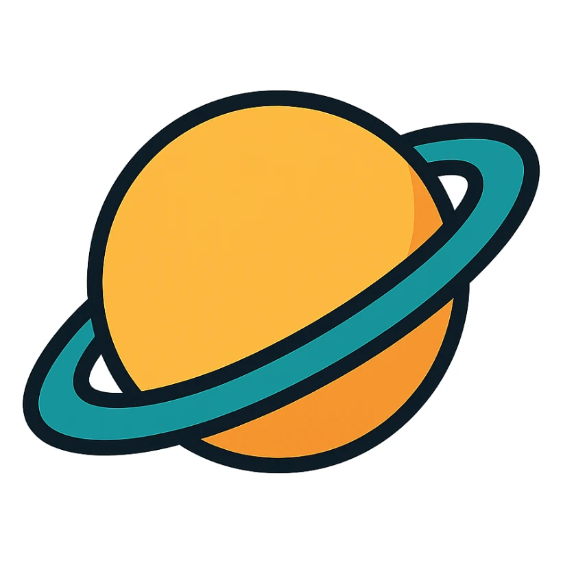 icon of a planet with rings for a space game sticker