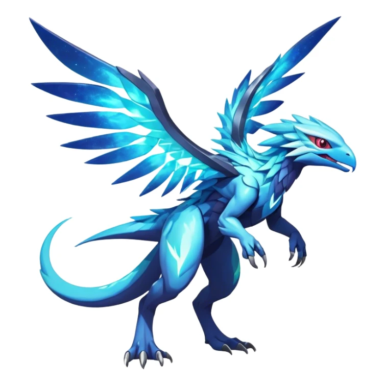 Shiny Futuristic Celestial Magical Ethereal Godly Divine Nebula-Fakemon-Pokemon-Digimon-Spectrobes-Raptor-fusion, full body sticker