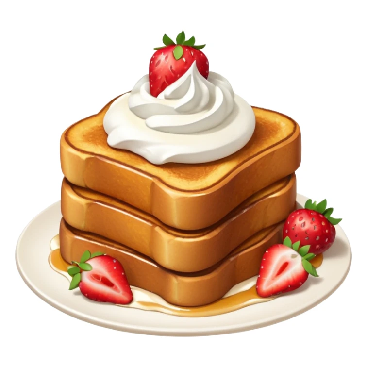 French toast with strawberry on top and whipped cream sticker