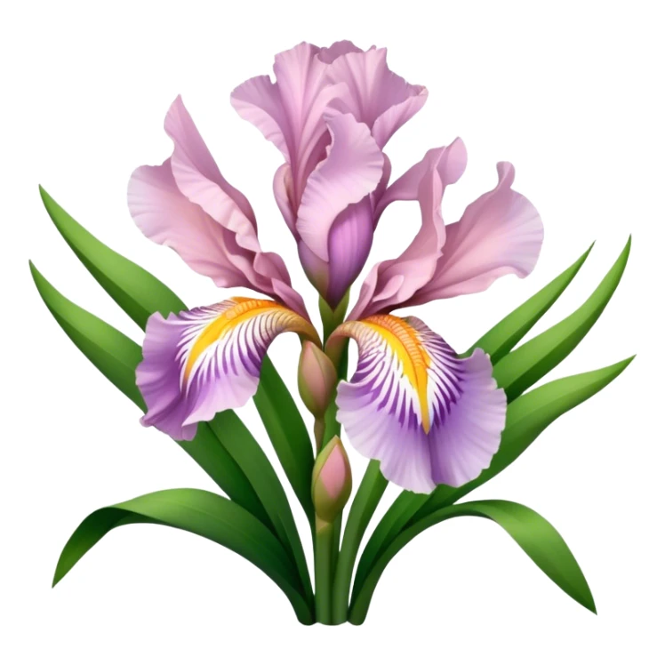 big bouquet Soft Pink Iris, luxuriant, leaf, bud sticker