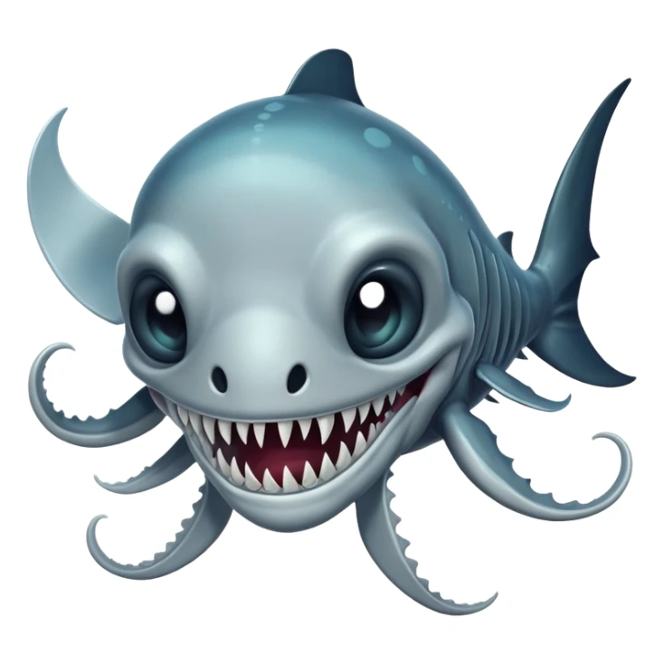 Happy Reaper Leviathan from Subnautica, underwater creature with mandibles, cheerful expression sticker