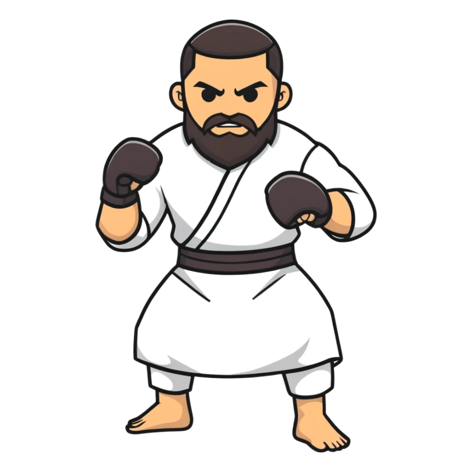 Islam Makhachev UFC lightweight champion in fighting pose with beard, strong Dagestani fighter sticker