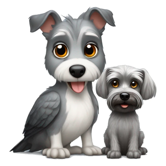 Kookaburra with a grey miniature Schnauzer dog  sticker