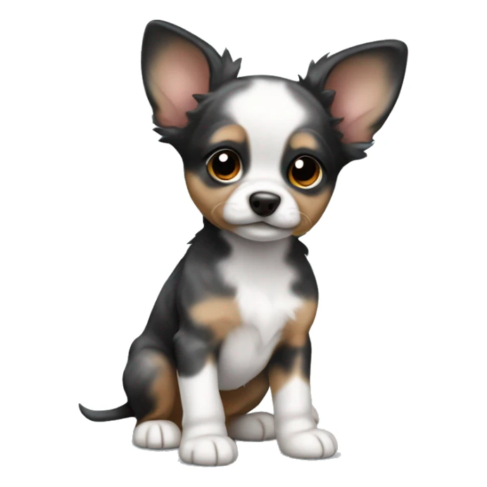Сhihuahua puppy, dark merle color with big ears sticker