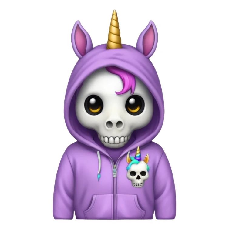 Unicorn wearing a skull hoodie sticker