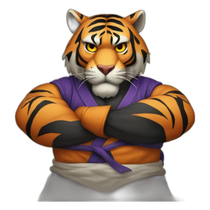 Tiger with evil face   jiu jitsu with his arms crossed sticker