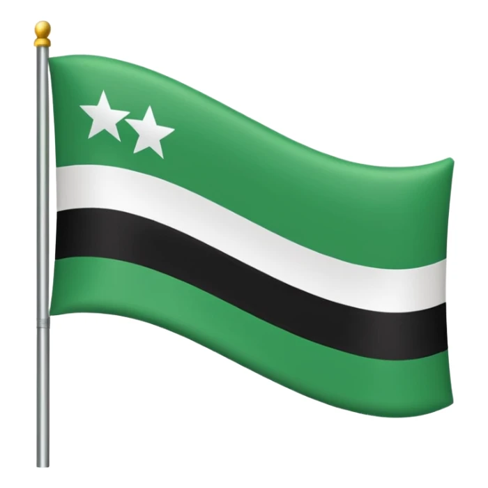 A flag that is made of three horizontal bars. The top bar is black, the middle bar is green, and the bottom bar is white. There is black text that reads “ЦГР” sticker