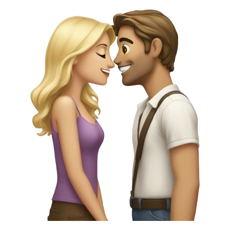 kiss blonde guy brunette girl sticker
