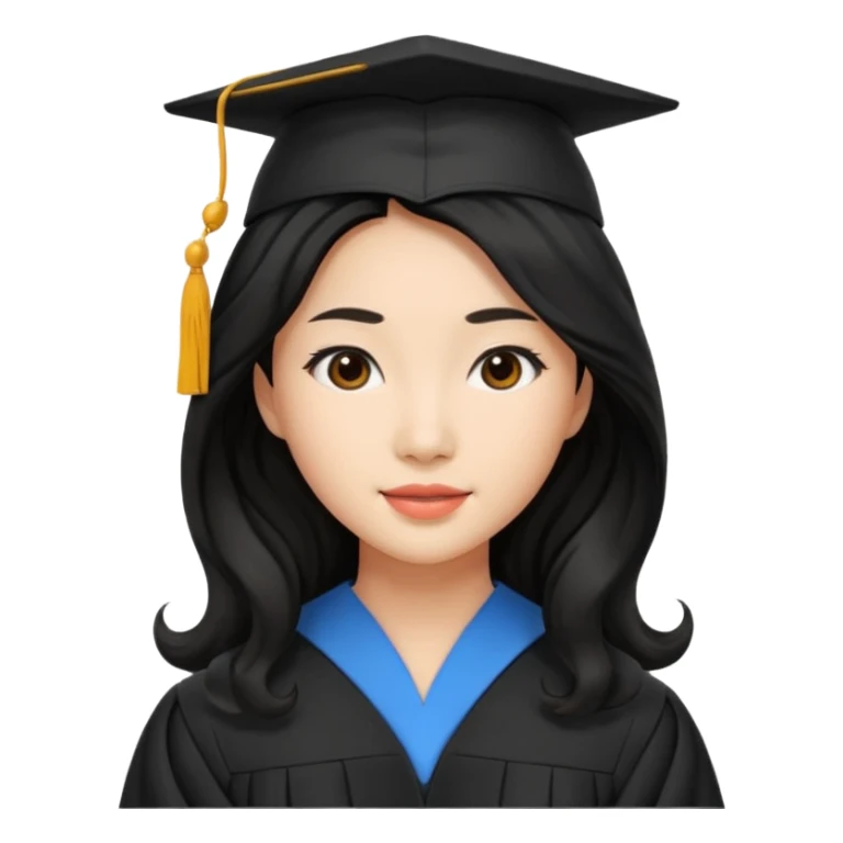 Graduate asian black hair with wavy hair long  sticker