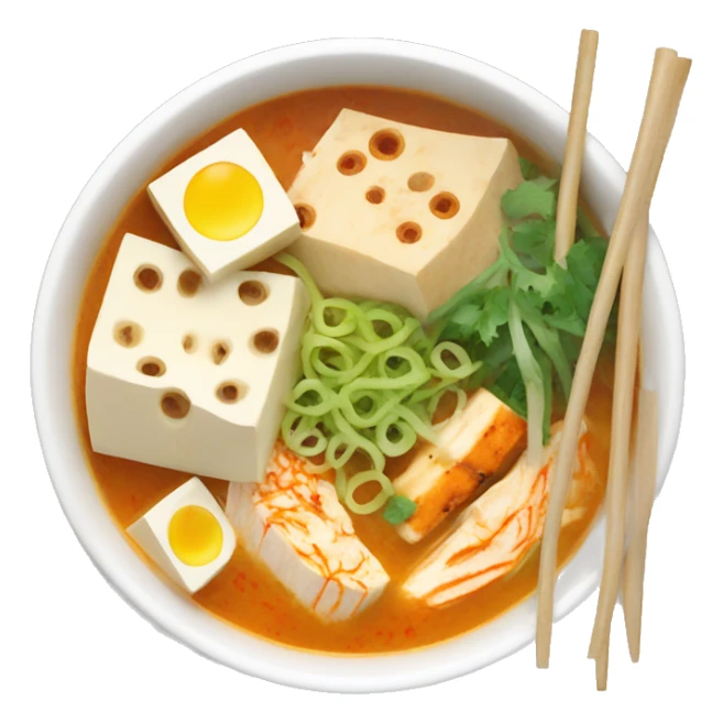 A bowl of laksa soup with tofu   sticker