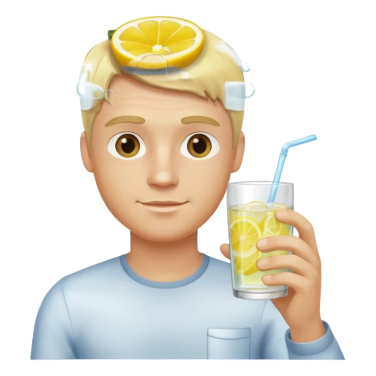 blonde man holding a glass of lemon water sticker