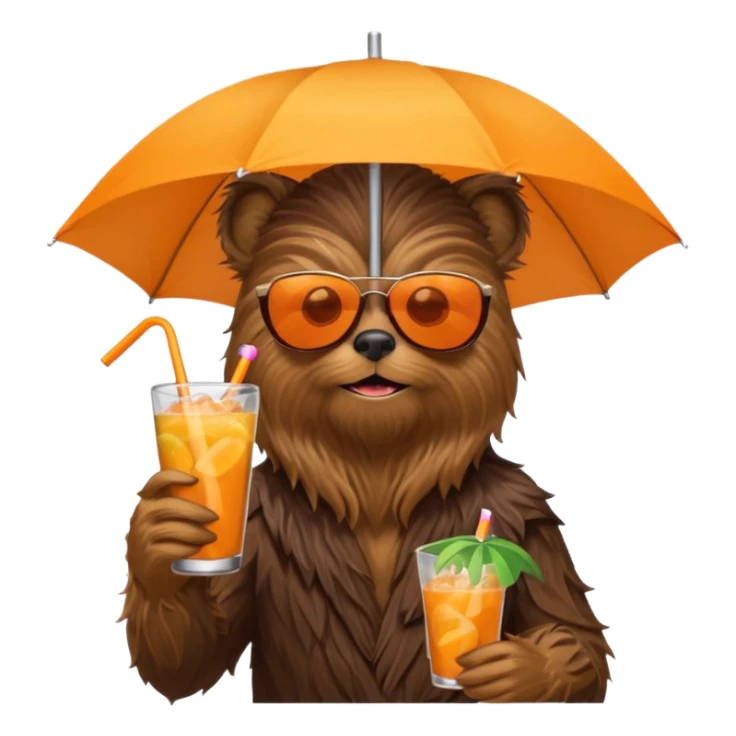 a wookiee wearing sunglasses drinking a tropical drink sticker