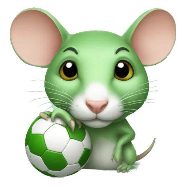 head of green rat with soccer ball sticker