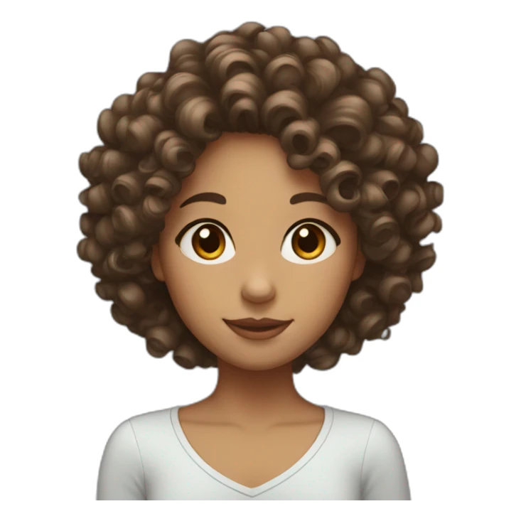 girl with curly hair and brown eyes sticker