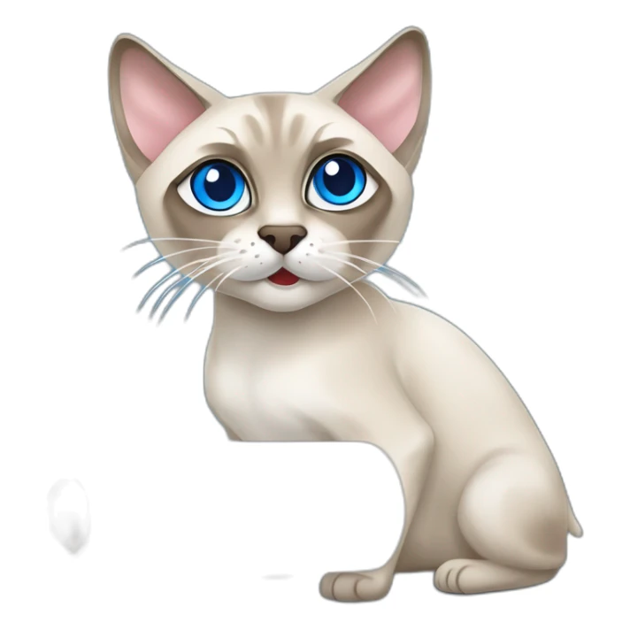 lynx point siamese cat with blue eyes attacking paper towel roll sticker