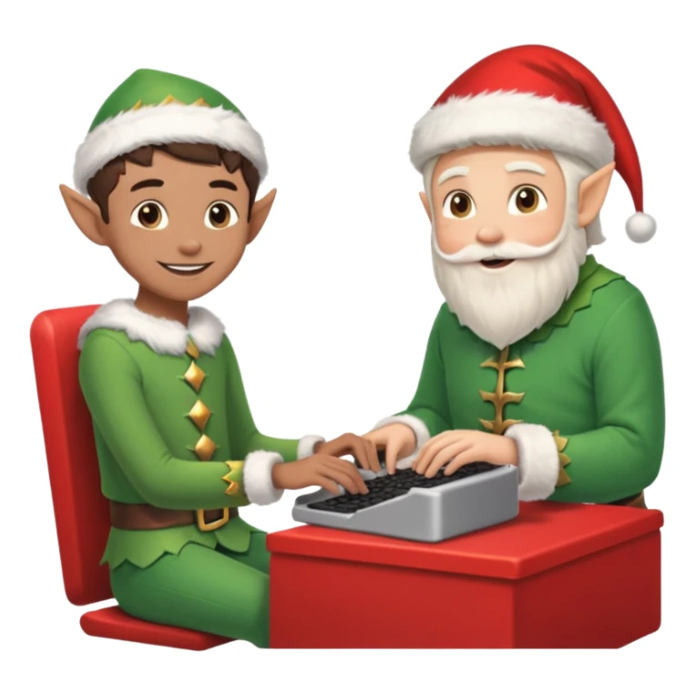christmas chats - typing - online chats - with santa and a elf sticker