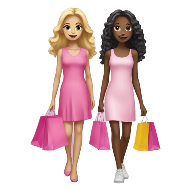 two girls shopping pink sticker
