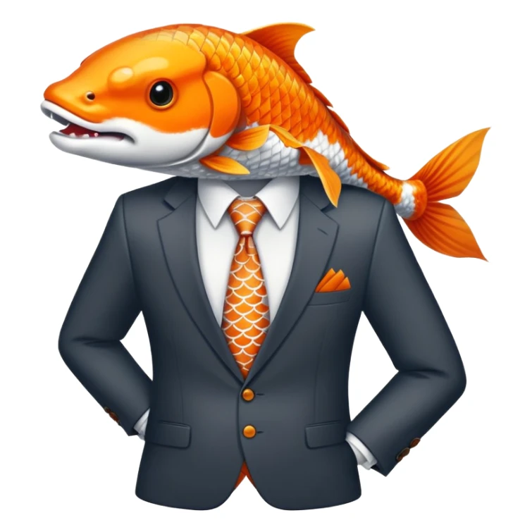 koi fish wearing business suit sticker